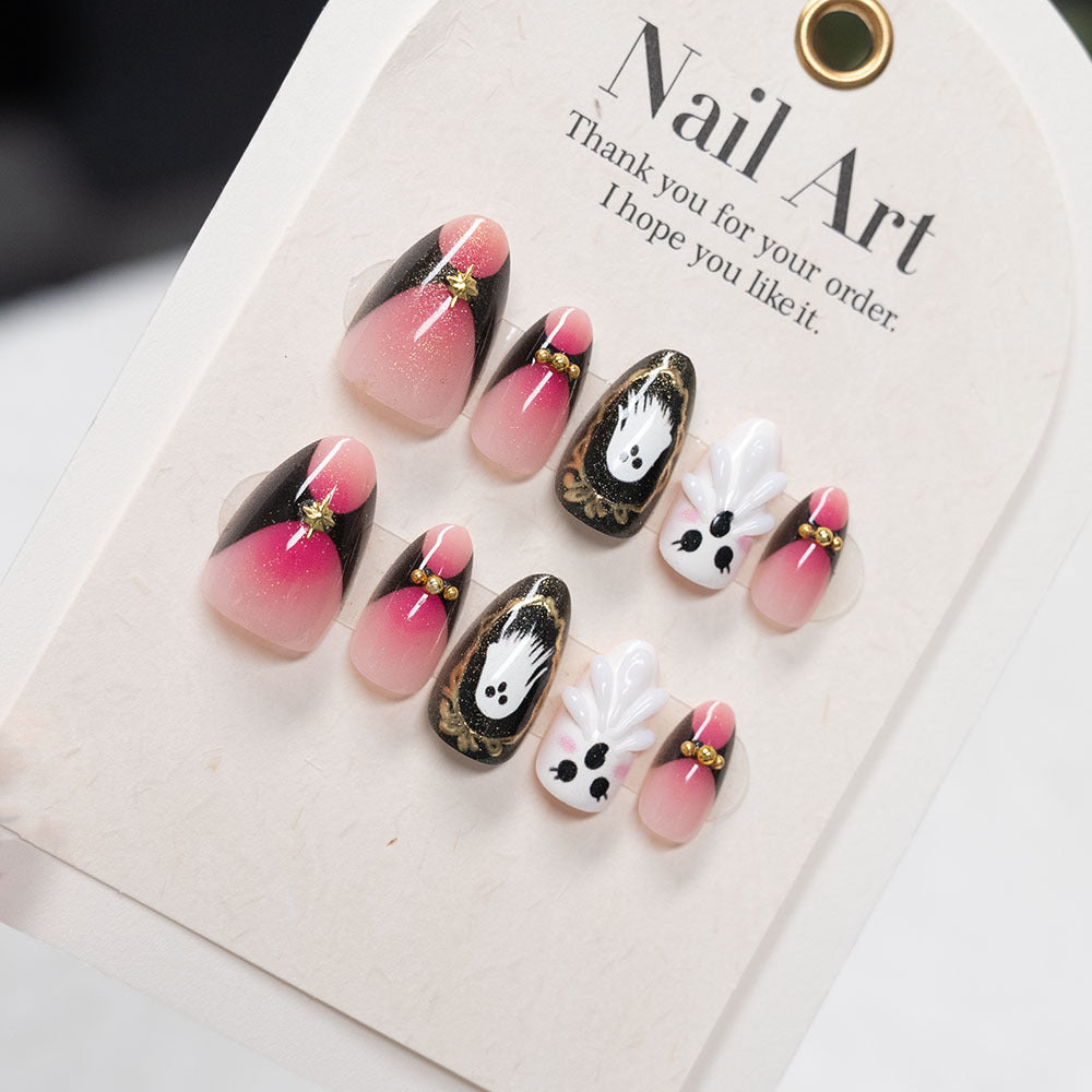Artistic Halloween-Themed Press-On Nails  1791110893