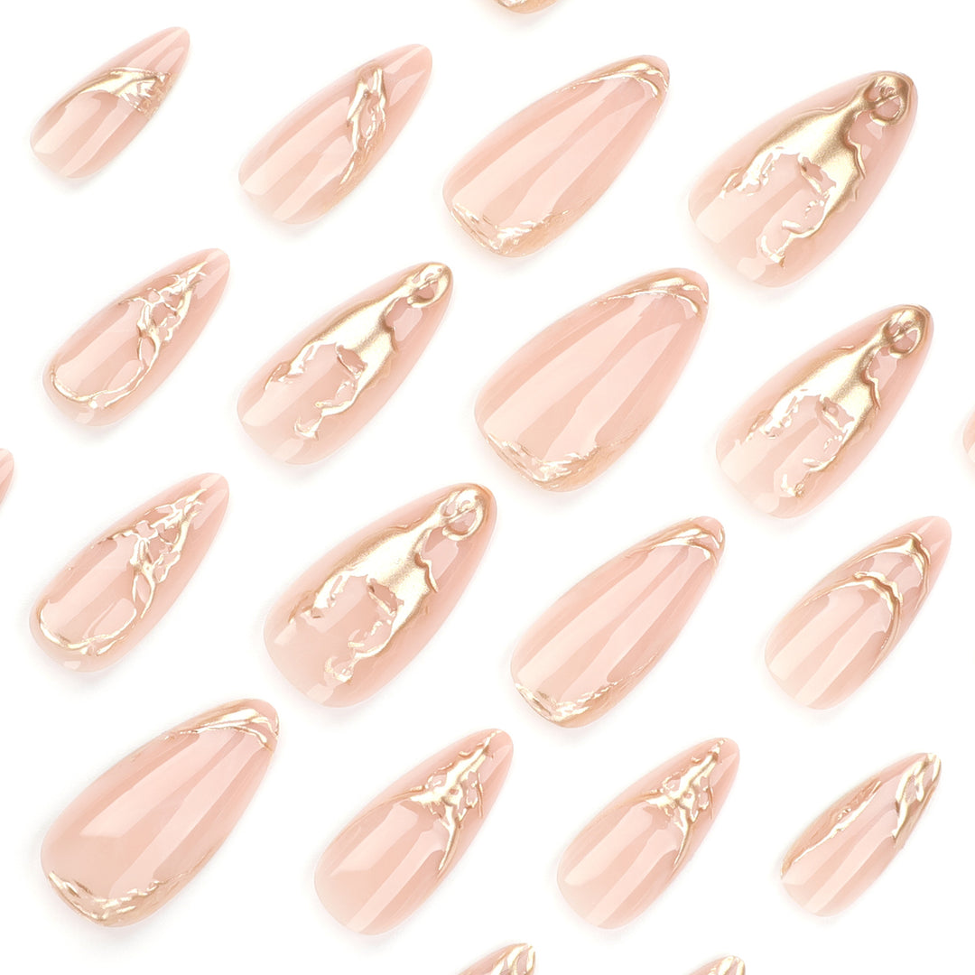 Artful Nail Extensions with Fine Golden Accents Kalsten