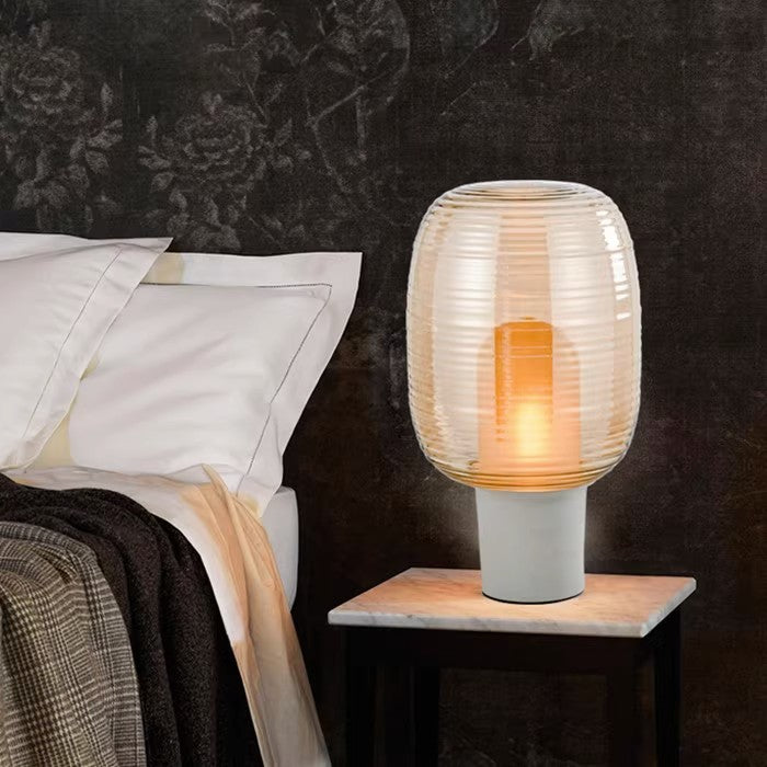 Modern Glass Table Lamp with Textured Shade