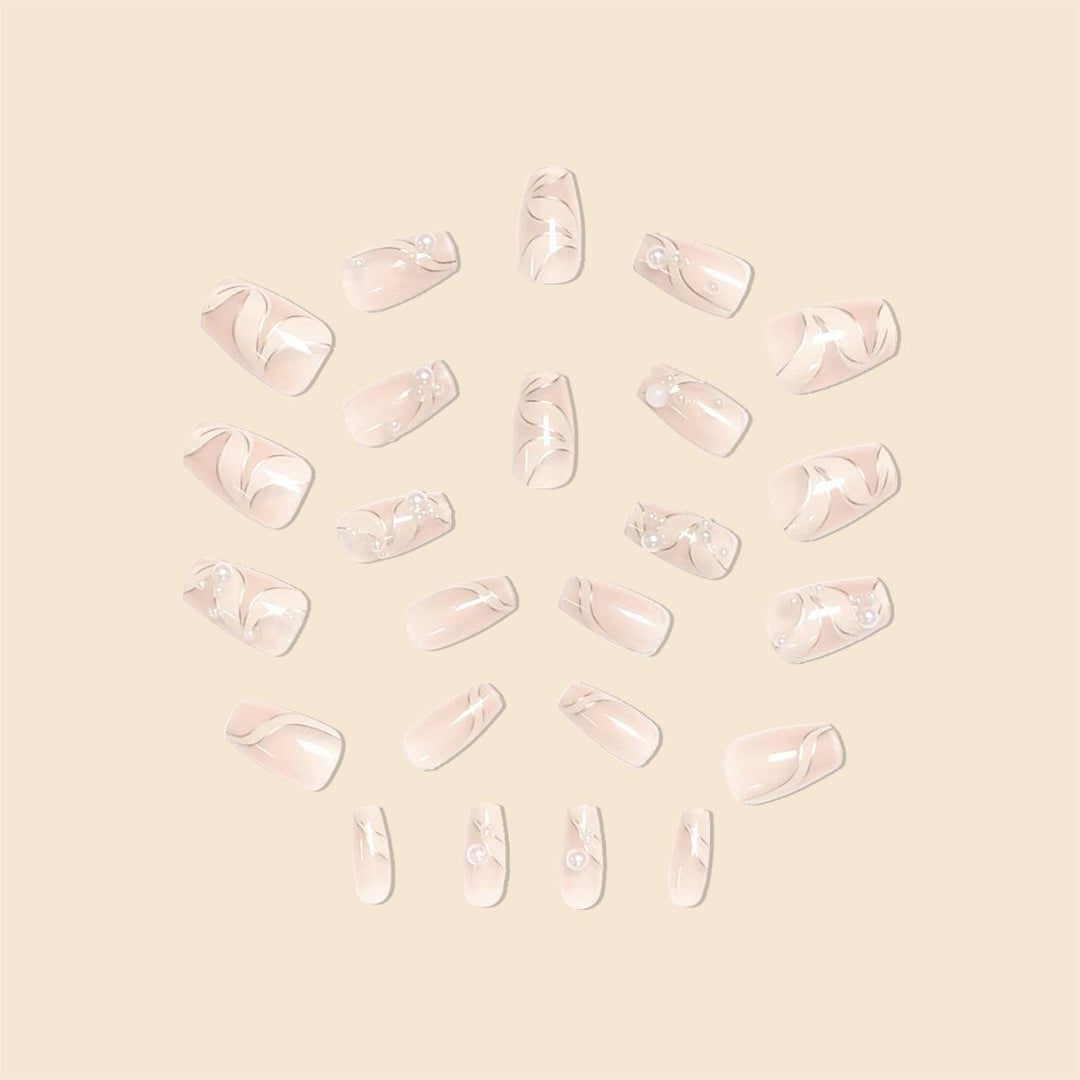 Elegant Pearl-Embellished Acrylic Nail Extensions