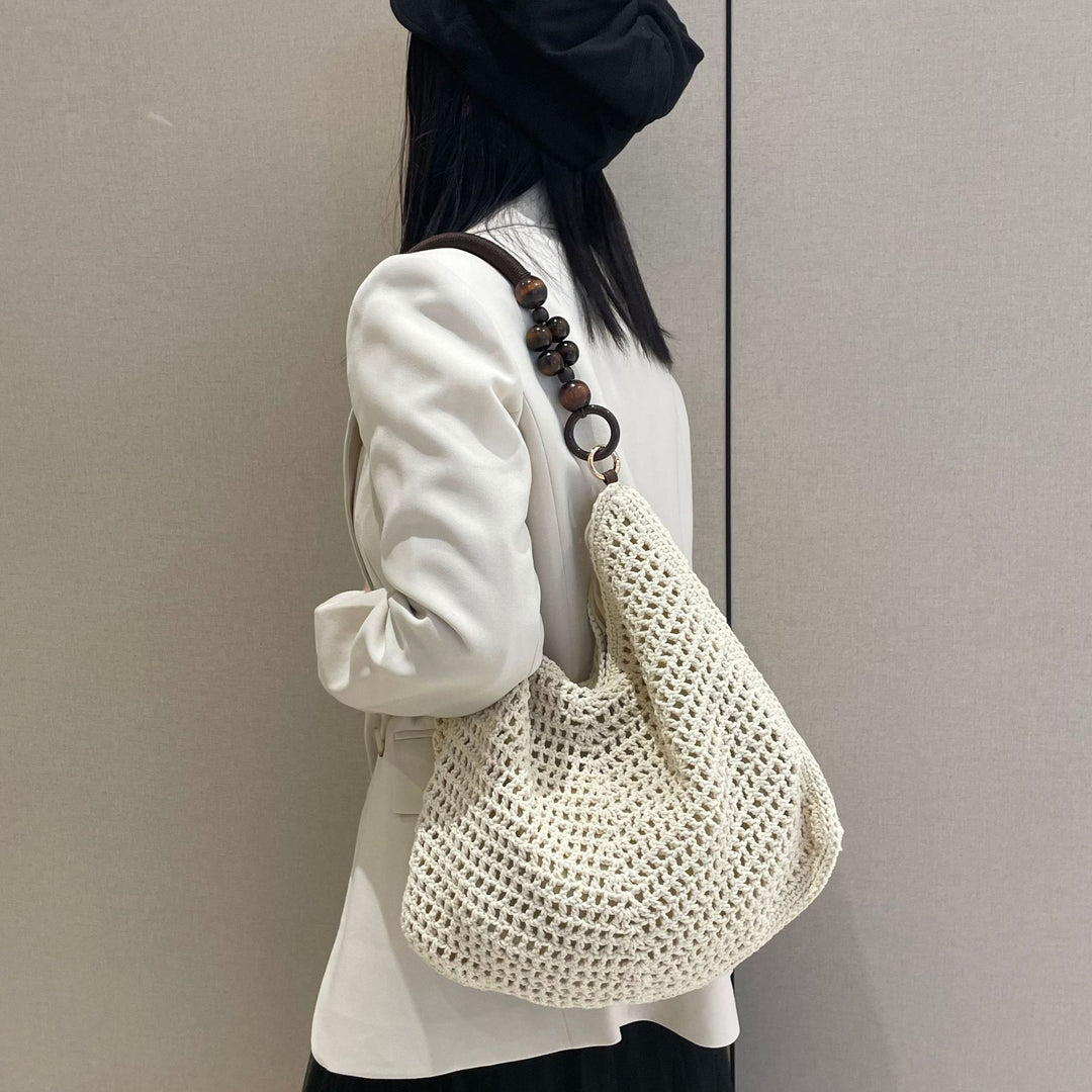 Hand-knotted bag with wooden handles Kalsten