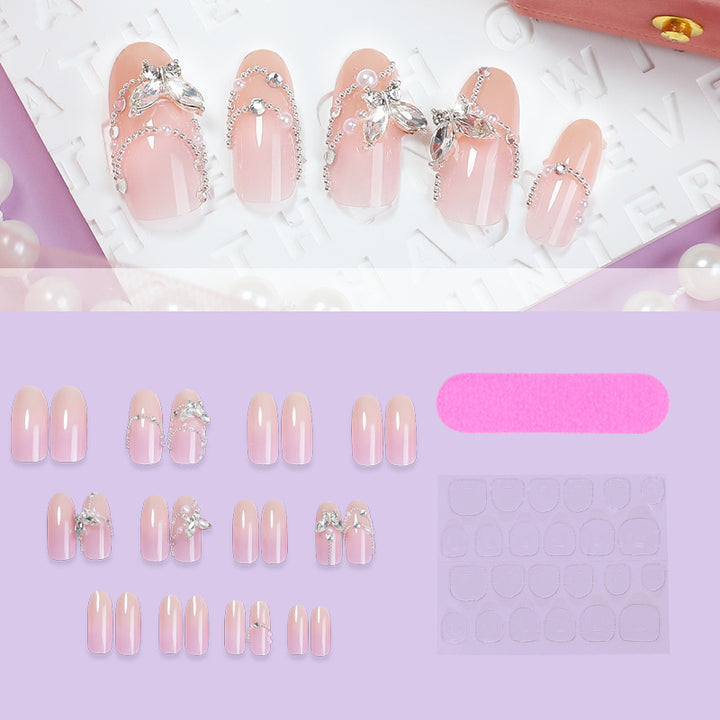 Elegant Stiletto Press-On Nail Art Set with Crystal Accents Kalsten