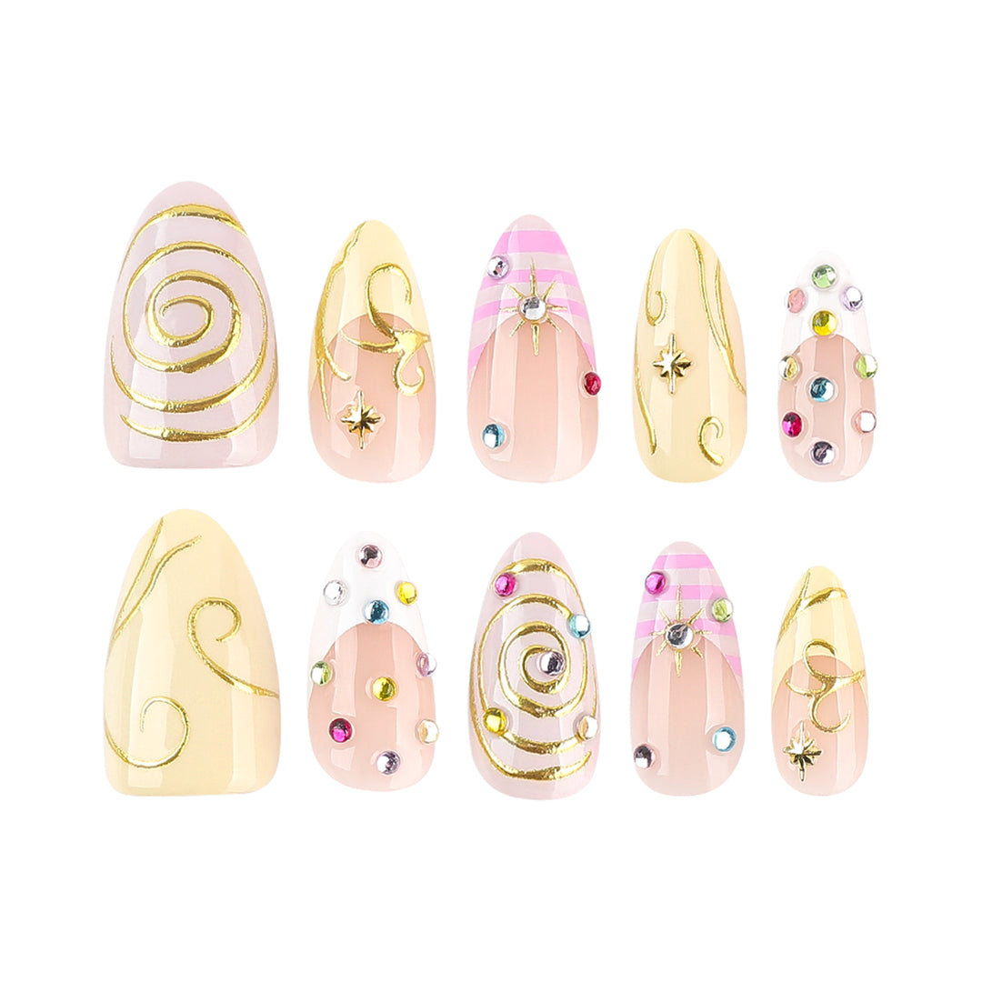 Artful Nail Art with Glitter and Spiral Design Kalsten