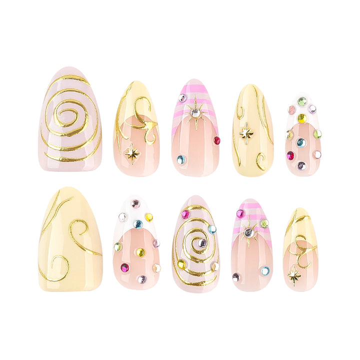 Artful Nail Art with Glitter and Spiral Design Kalsten