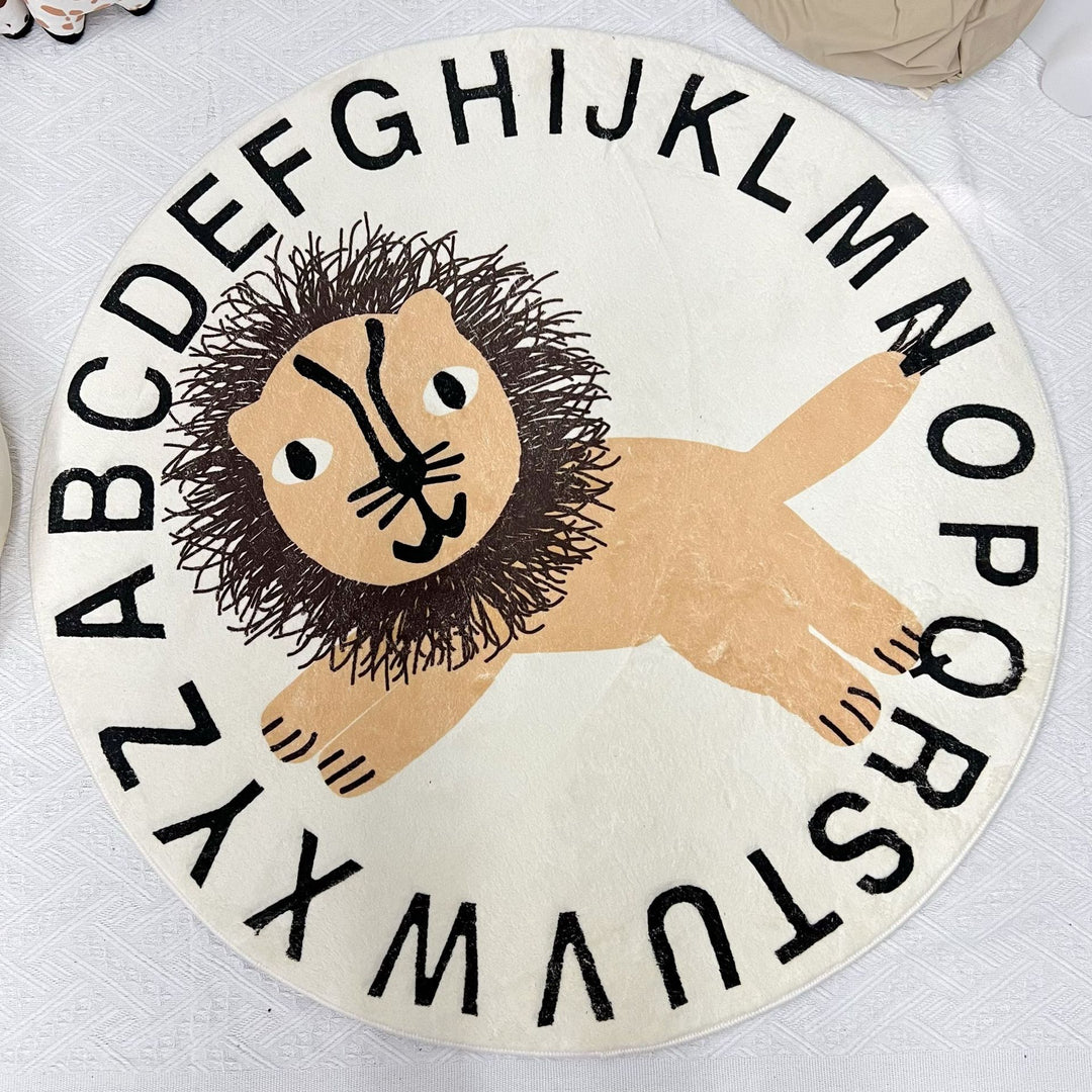 Round Educational Alphabet Play Rug with Sheep Illustration