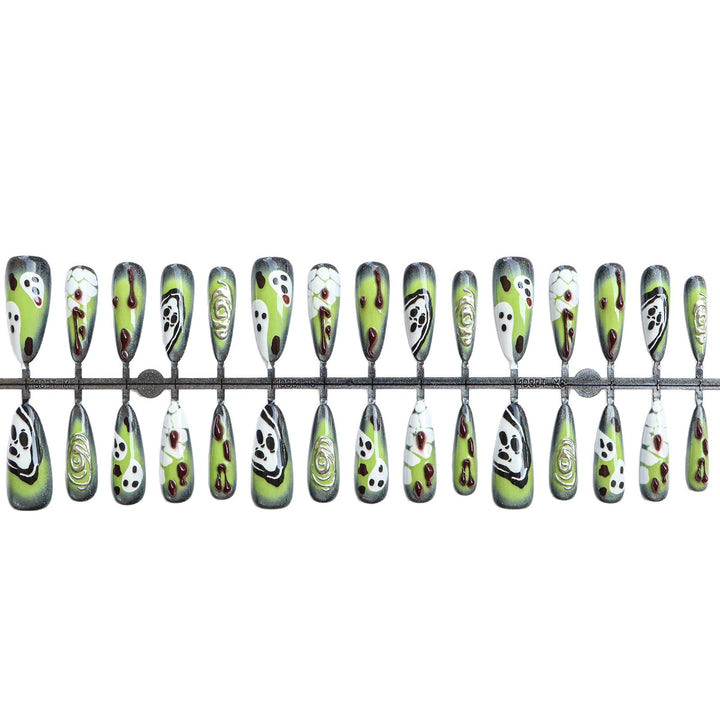 Artistic Press-On Nail Set with Unique Halloween Designs Kalsten