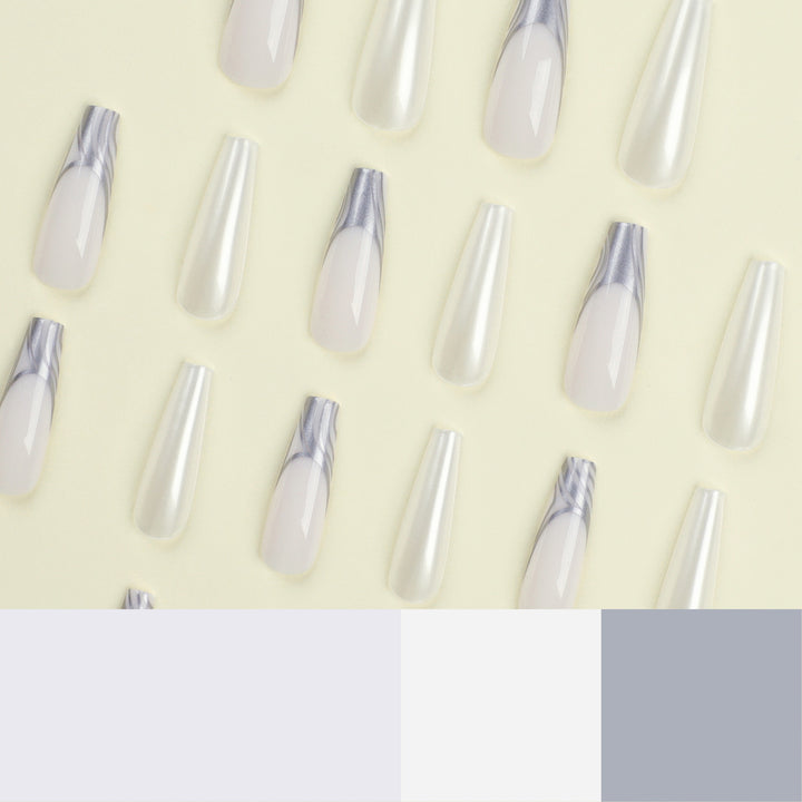 Artificial nail extensions with marbled design Kalsten