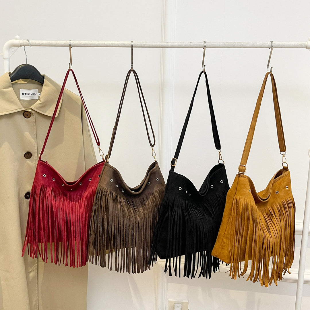 Suede Fringe Shoulder Bag Kalsten