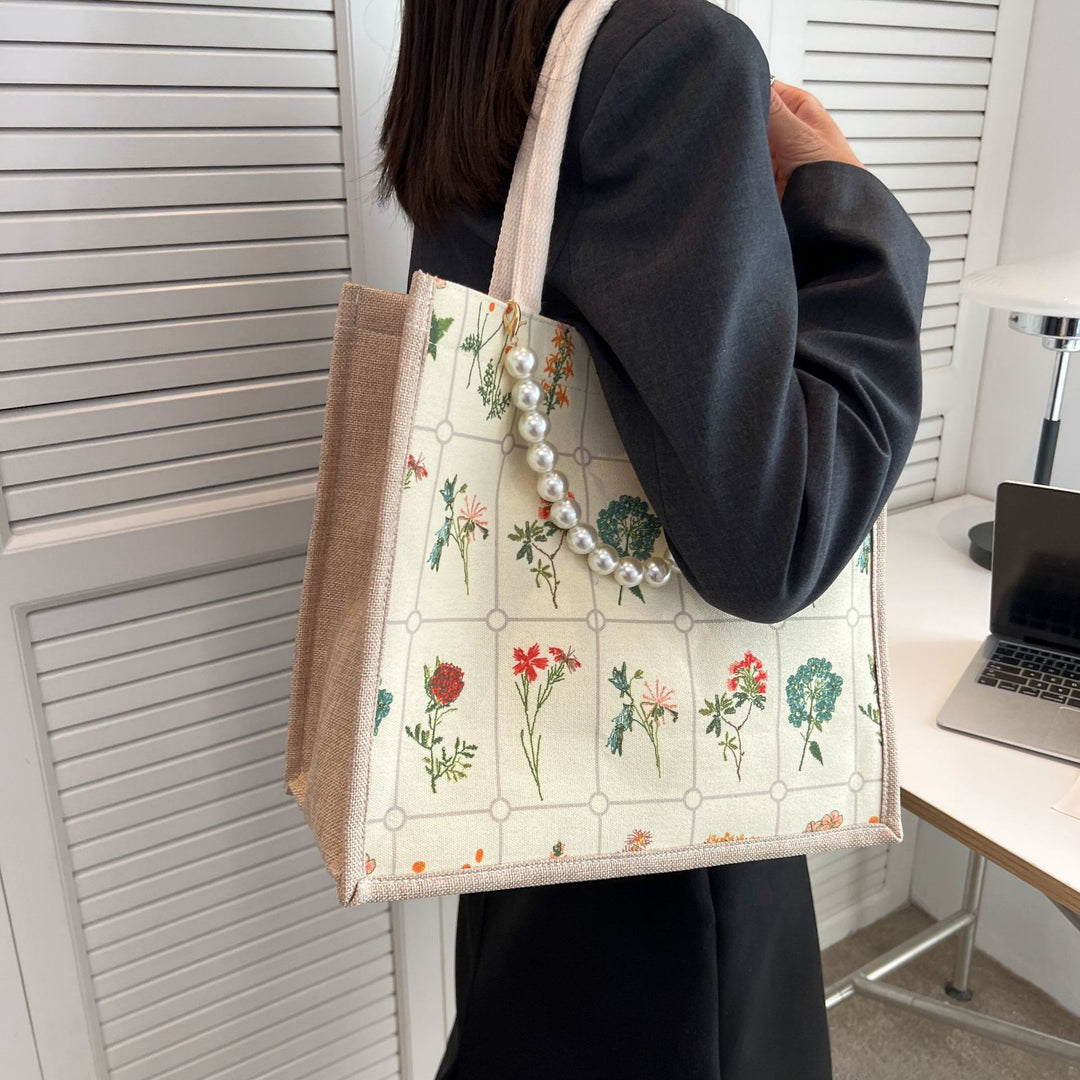 Embroidered Floral Patterned Tote Bag