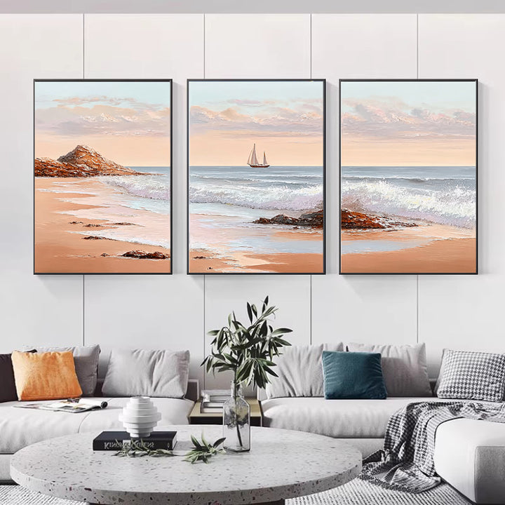 Coastal Seascape Art Triptych