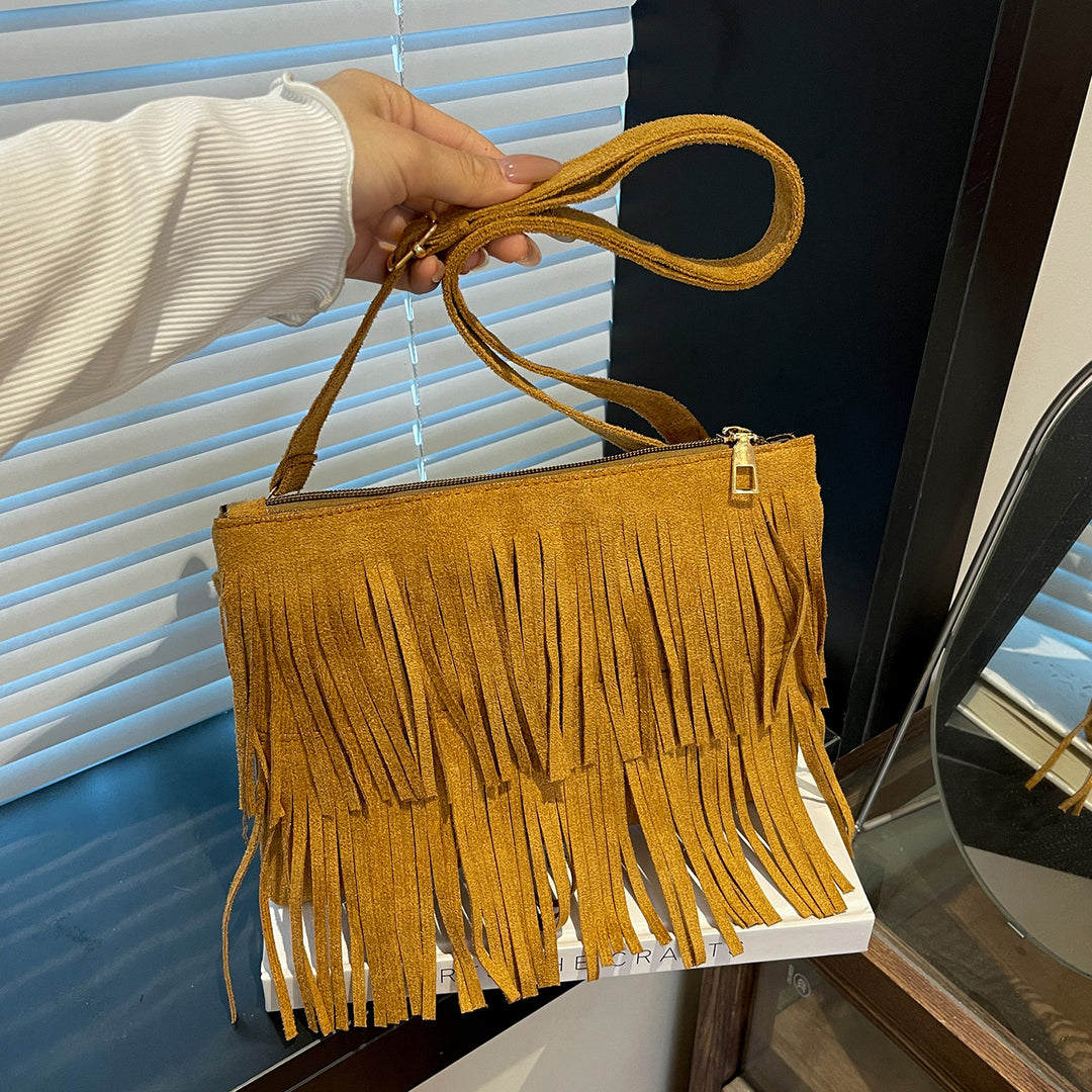 Fringe Suede Crossbody Bag
