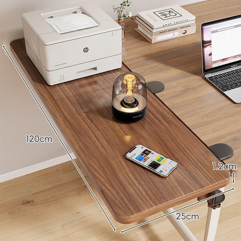 Clamp-On Adjustable Wooden Desk Side Shelf Extension with Foldable Bracket