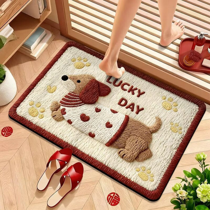 Cute Puppy-Themed Plush Bath Mat Kalsten
