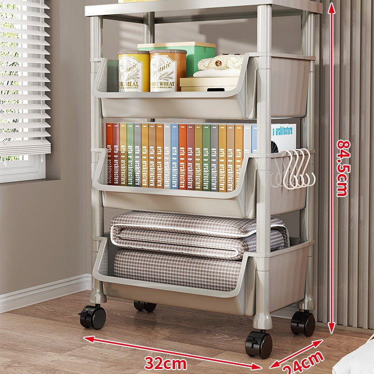 Compact Two-Tier Rolling Storage Cart with Removable Bins and Swivel Casters