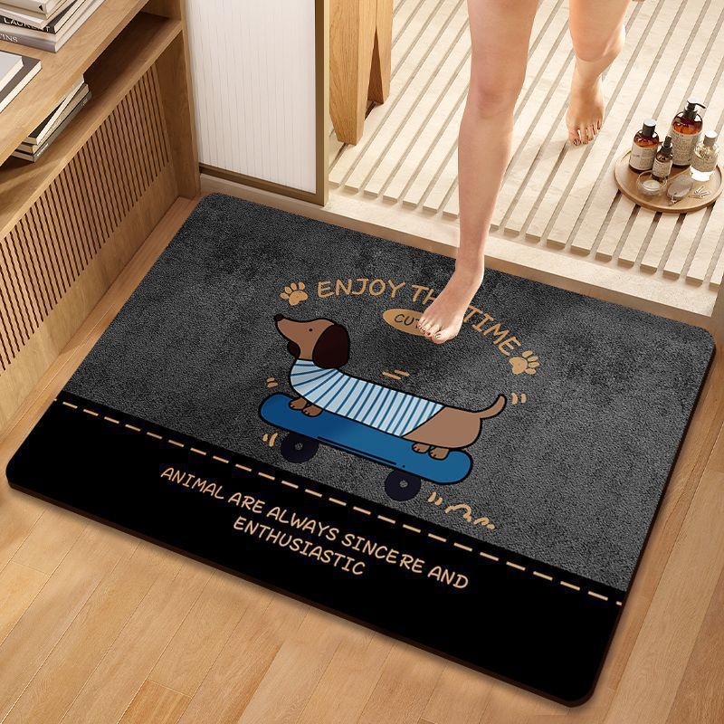 Cartoon Dog-Themed Bath Mat for Bathroom