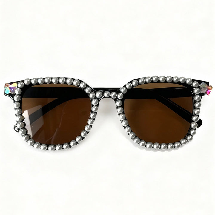 Luxury Pearl-Embellished Cat-Eye Sunglasses Kalsten