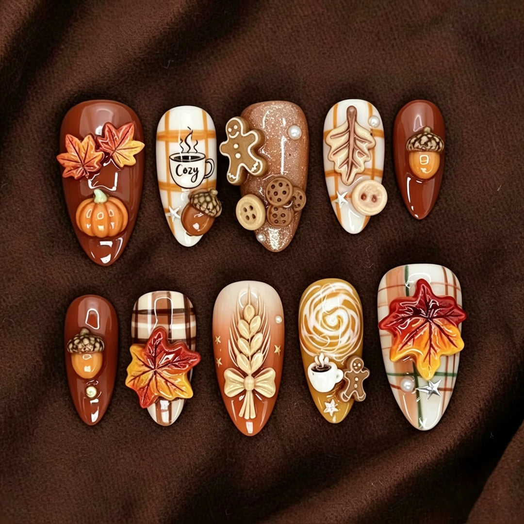 Creative Nail Art Set with Autumn Designs Kalsten