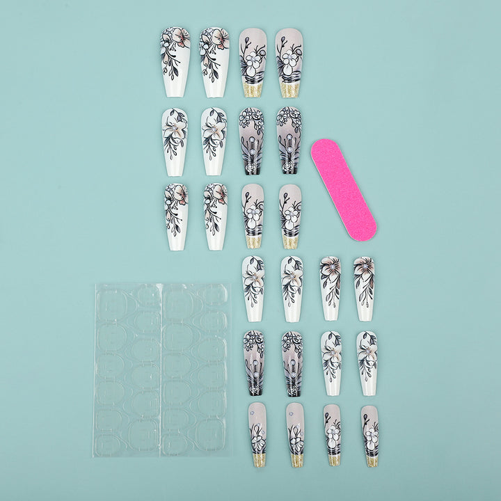 Art Nail Set with Artistic Floral Decorations Kalsten