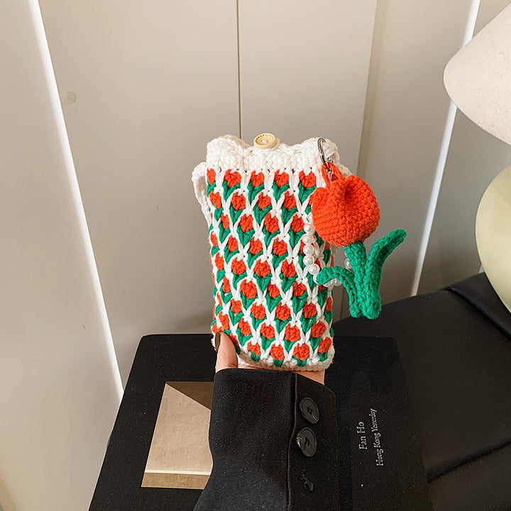 Crochet Floral-Themed Mini Bag