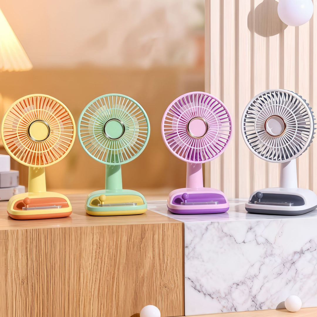 Unisex compact USB table fan with rechargeable battery, quiet motor, and adjustable head Kalsten