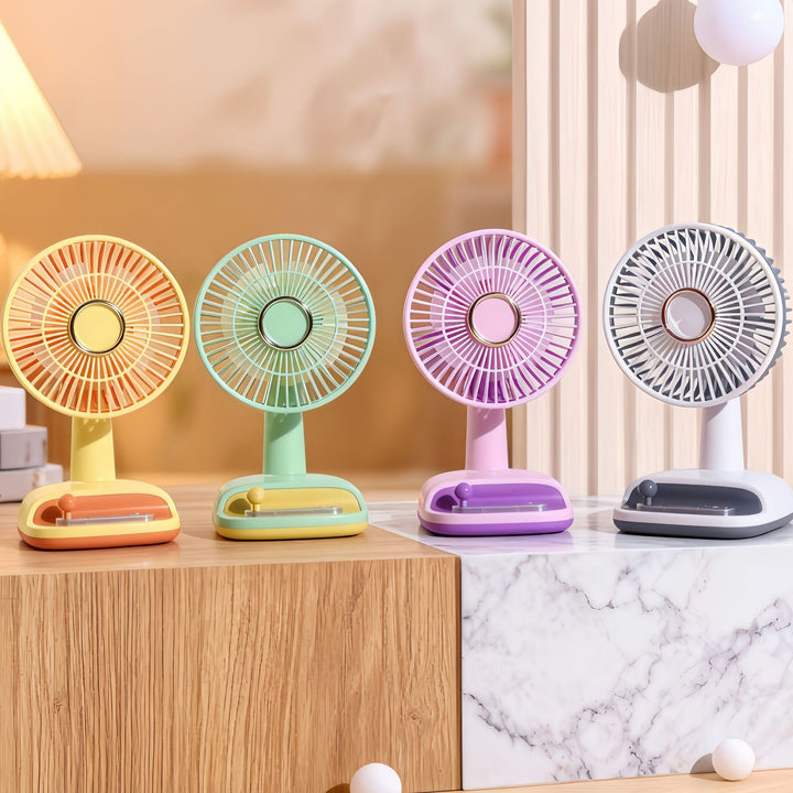 Unisex compact USB table fan with rechargeable battery, quiet motor, and adjustable head Kalsten