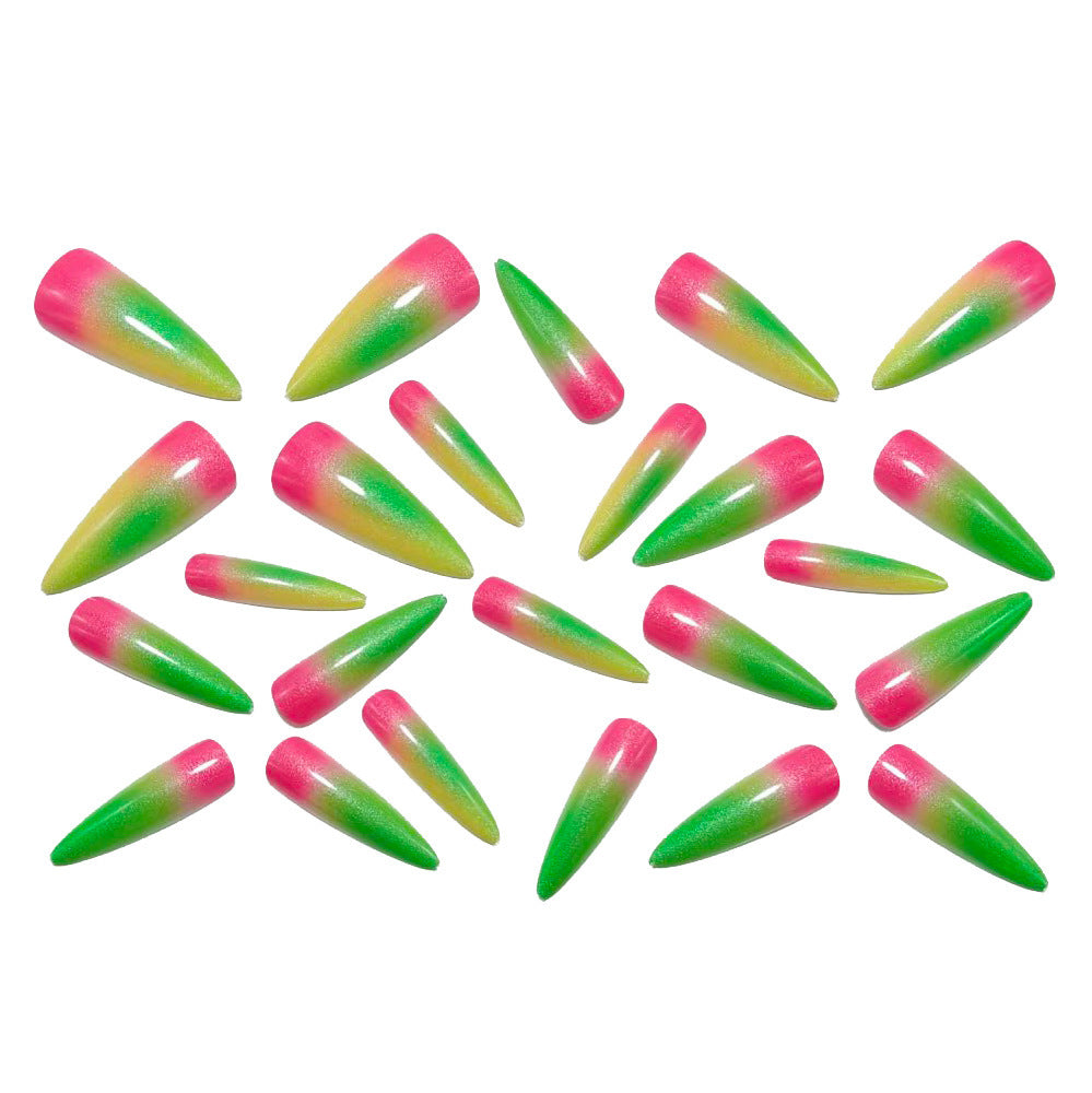 Creative acrylic nails with neon ombre color transition Kalsten