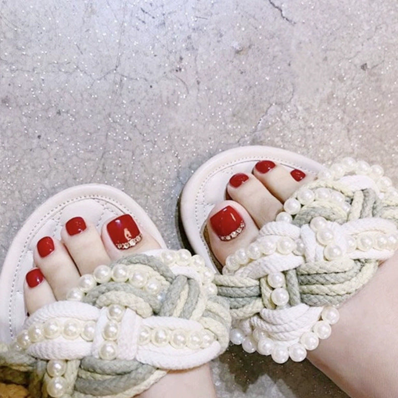 Premium Rhinestone-Embellished Press-On Toenail Set Kalsten