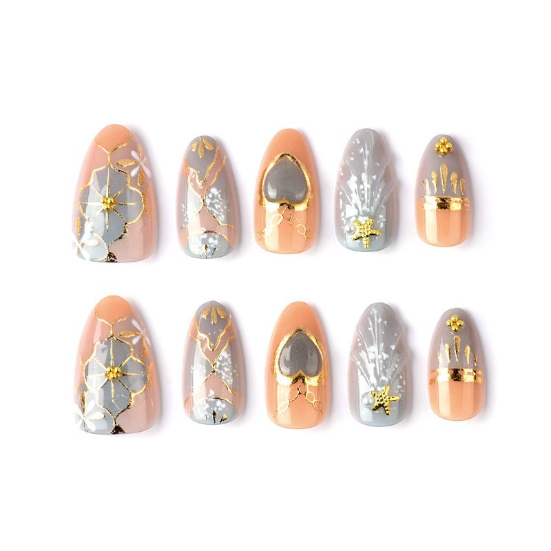 Artistic Heart-Inspired Press-On Nail Art Kalsten