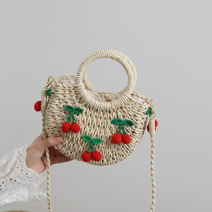 Bast bag with cheerful strawberry motifs Kalsten