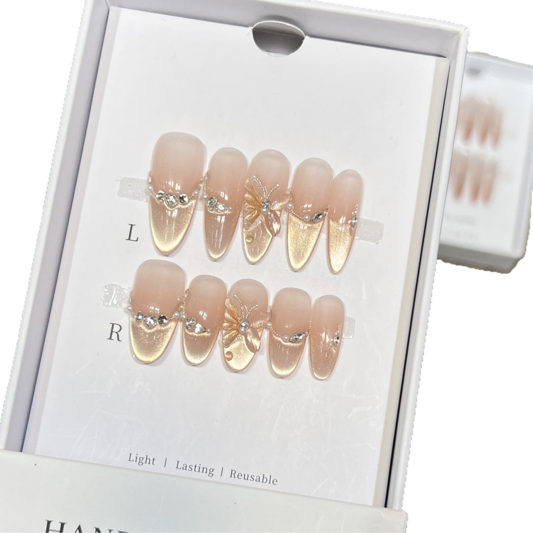 Elegant Butterfly-Accent Press-On Nail Set Kalsten