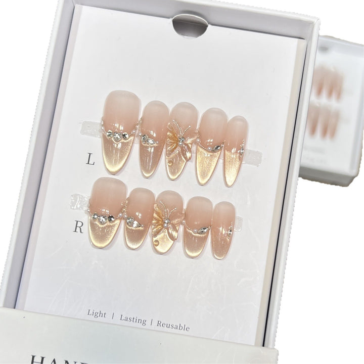 Elegant Butterfly-Accent Press-On Nail Set Kalsten