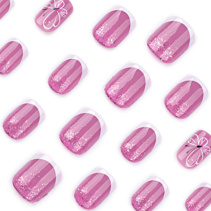 Artistic nail art with glitter and butterfly design Kalsten