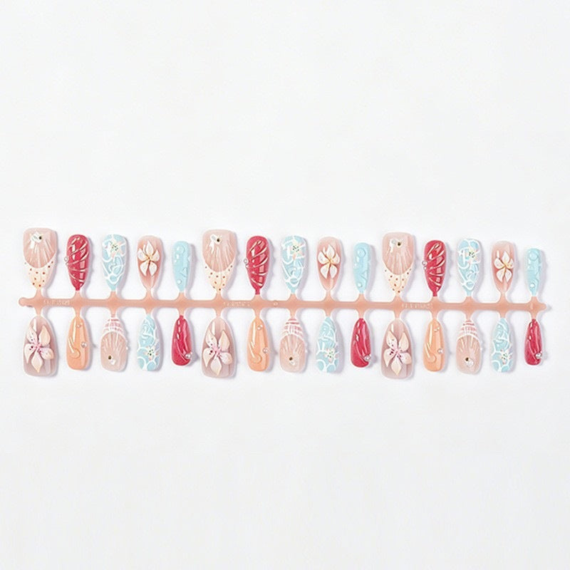 Nail art set with unique floral and maritime designs Kalsten