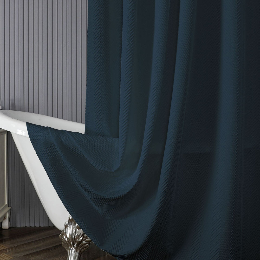 Textured Leaf Motif Shower Curtain Kalsten