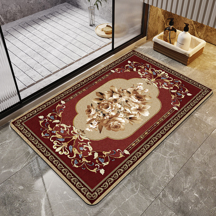 Floral Design Absorbent Bathroom Mat Kalsten