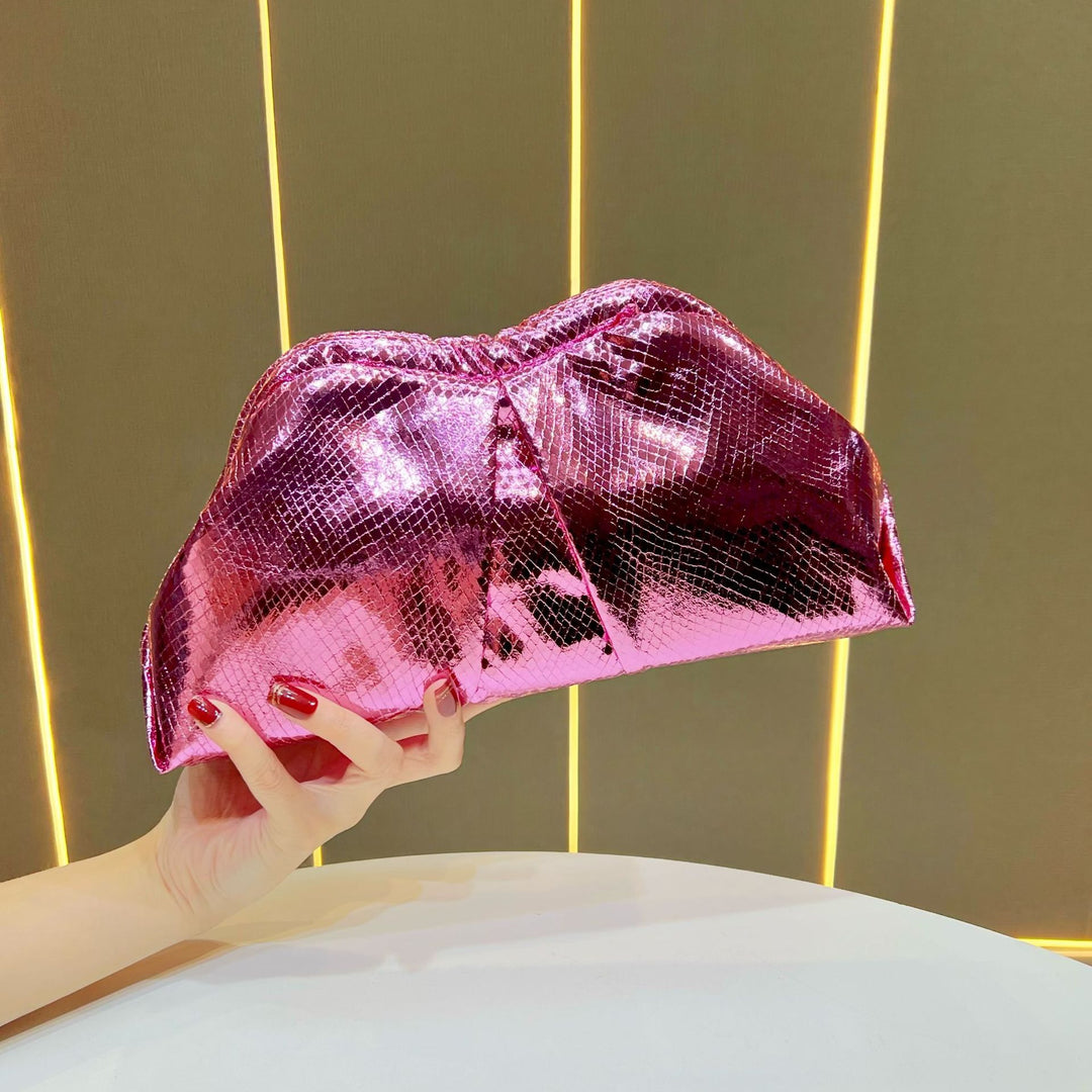Metallic Gathered Clutch