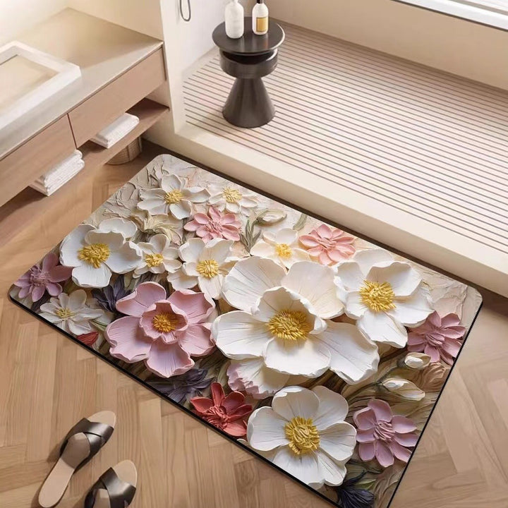 Luxury Textured Floral Bath Mat Kalsten