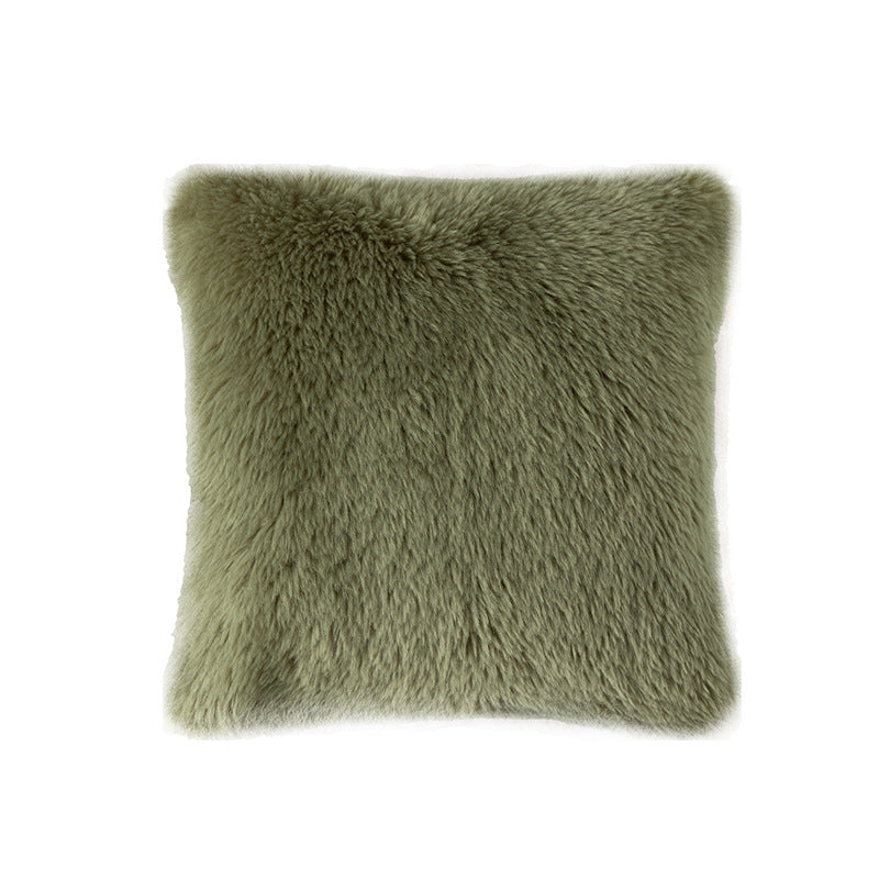 Rectangular faux fur decorative cushion with wavy plush surface