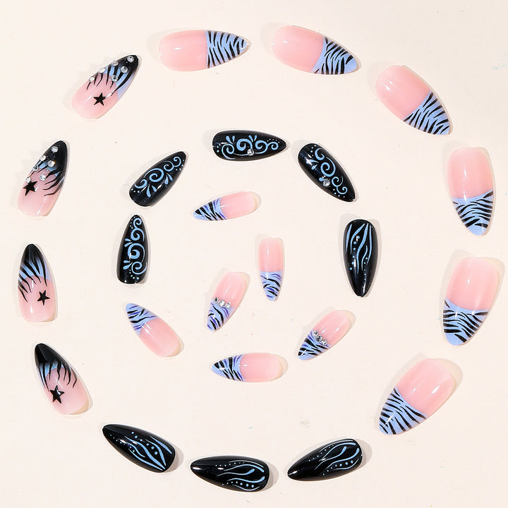 Artistic Stiletto Nail Art Extensions with Rhinestone Accents Kalsten