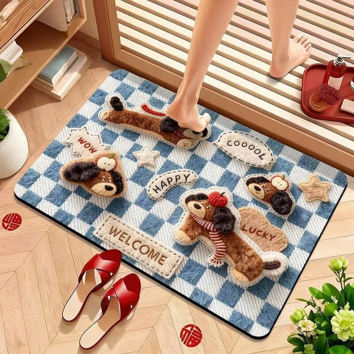 Cute Puppy-Themed Plush Bath Mat Kalsten