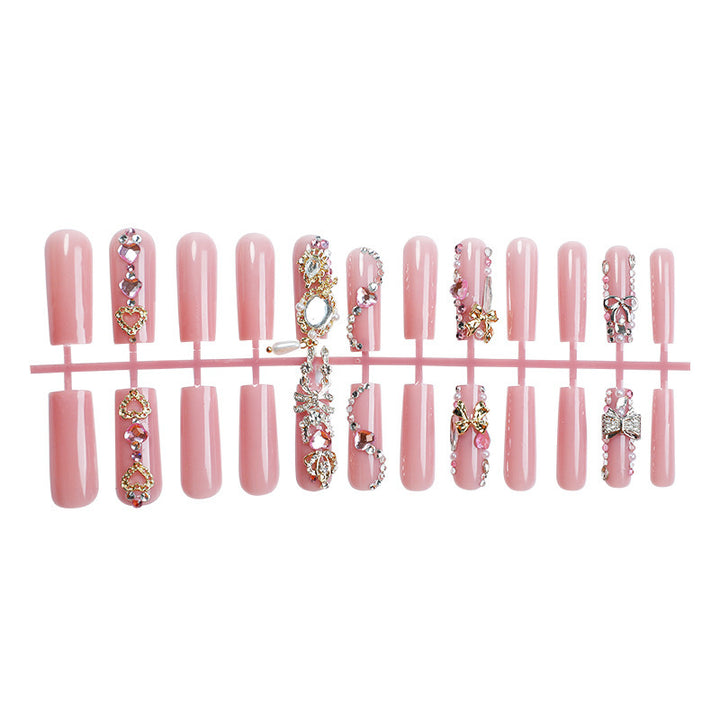 Decorative Press-On Nail Art Set with Glamorous Gem Accents kalsten