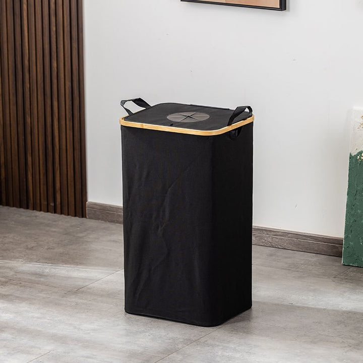 Modern waste separation container with removable inner insert and bamboo lid Kalsten