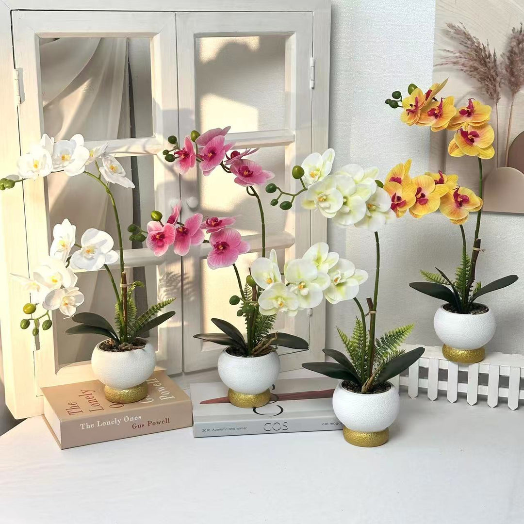 Elegant Faux Orchid Pot Arrangement
