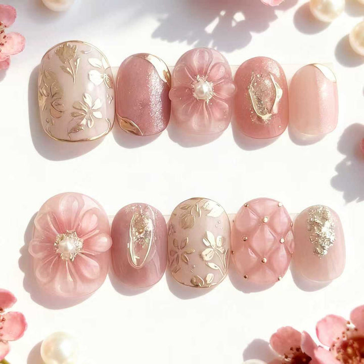 Elegant Floral Decorative Press-On Nail Art Set Kalsten