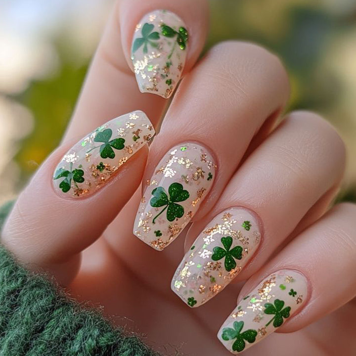 Floral Glitter Gel Nail Extensions Kalsten