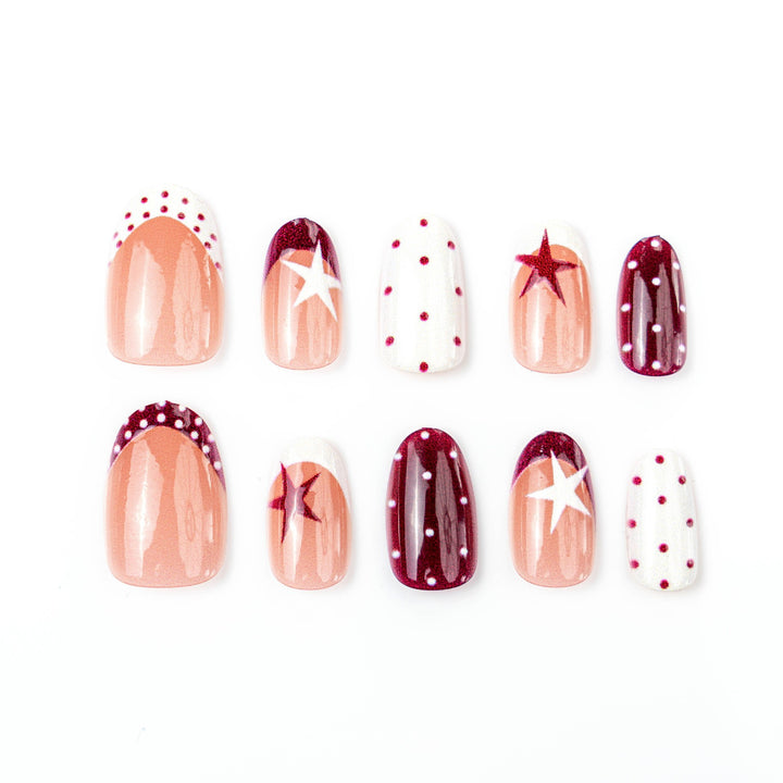 Artificial nail set with elegant star design and creative patterns Kalsten