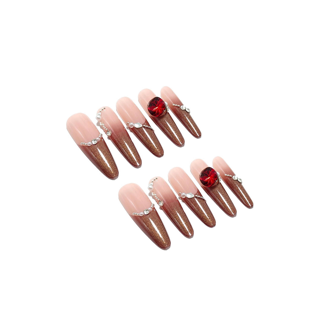 Artificial nails with glamorous rhinestone decorations Kalsten