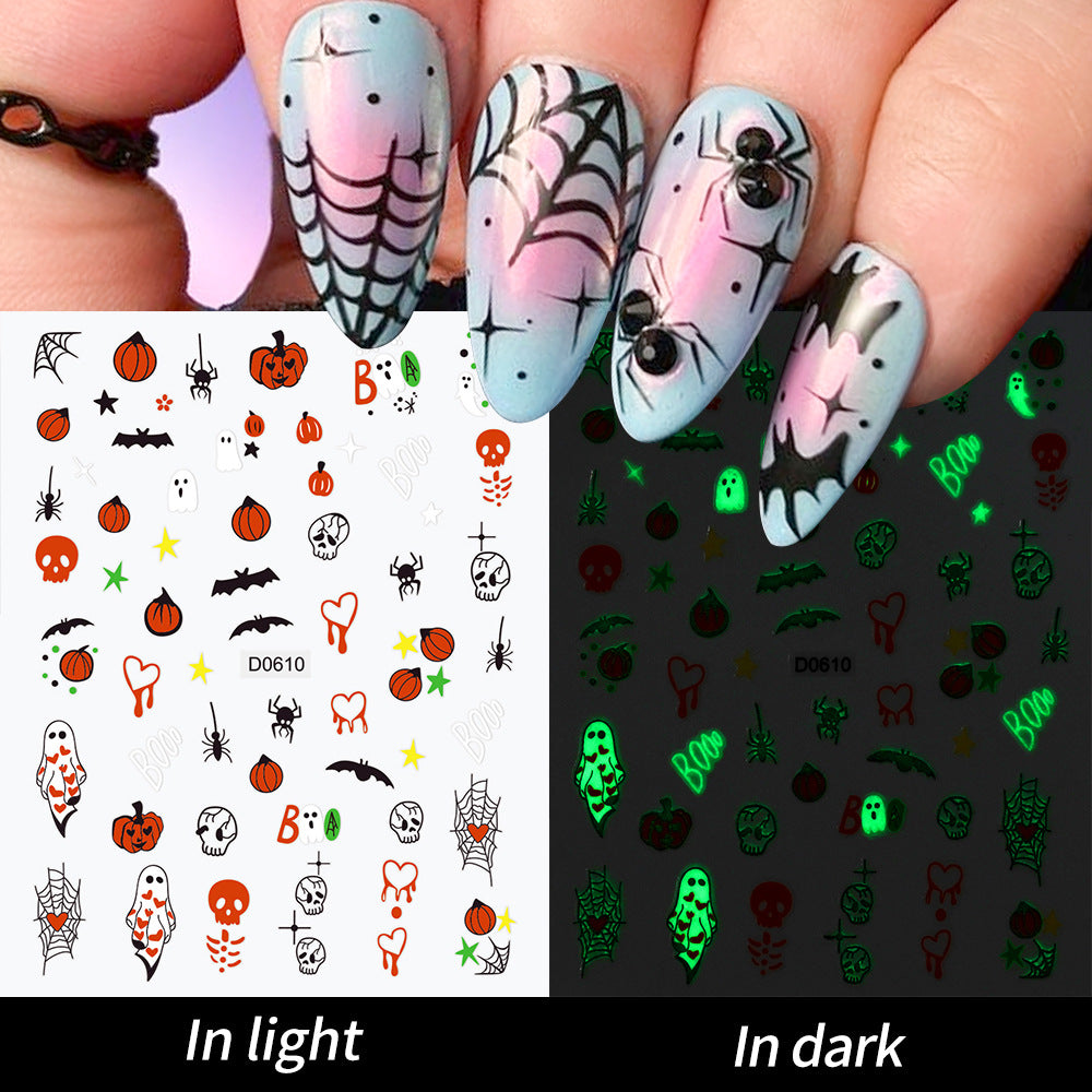 Glow-in-the-Dark Ghost Nail Art Sticker Set