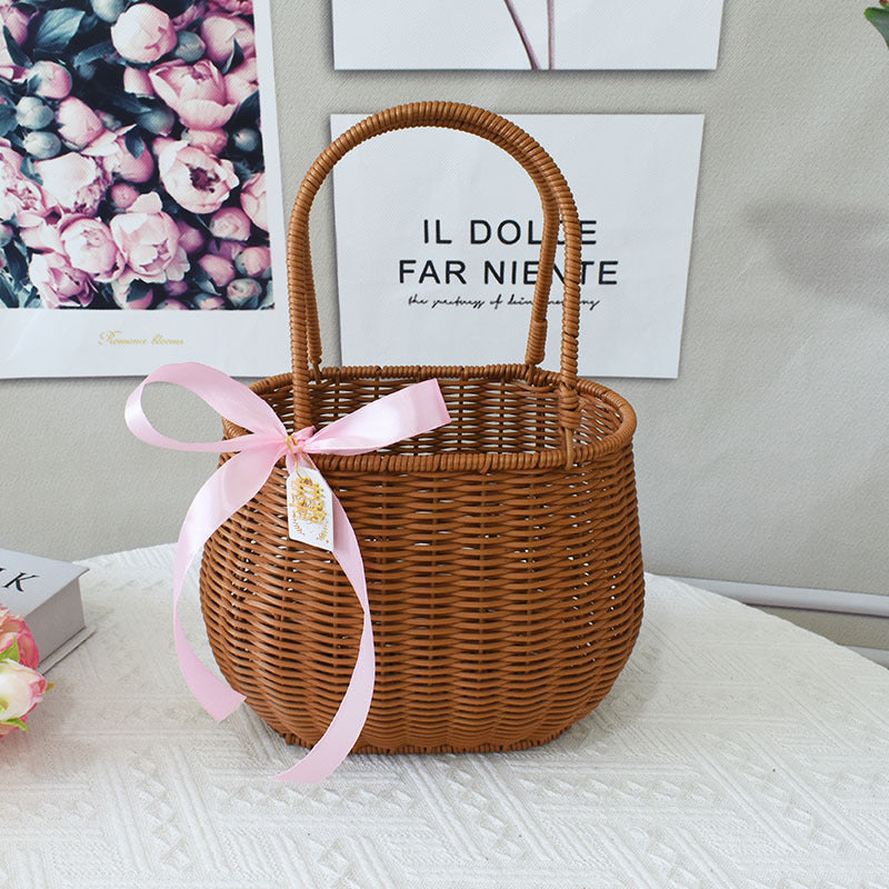 Elegant Handcrafted Rattan Tote Basket Kalsten