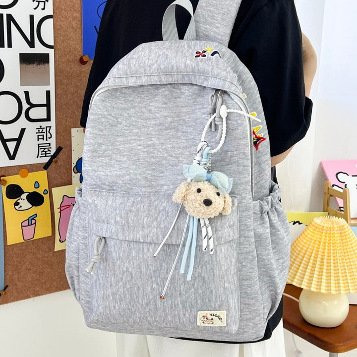 Casual Soft Fabric Backpack with Cute Charm Kalsten